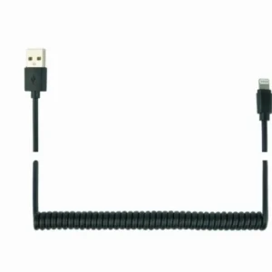 CC-LMAM-1.5M USB sync and charging spiral cable for iPhone, 1.5 m, black
