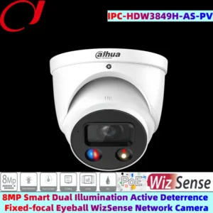 IPC-HDW3849H-AS-PV 8MP Smart Dual Illumination Active Deterrence Fixed-focal Eyeball WizSense Network kamera